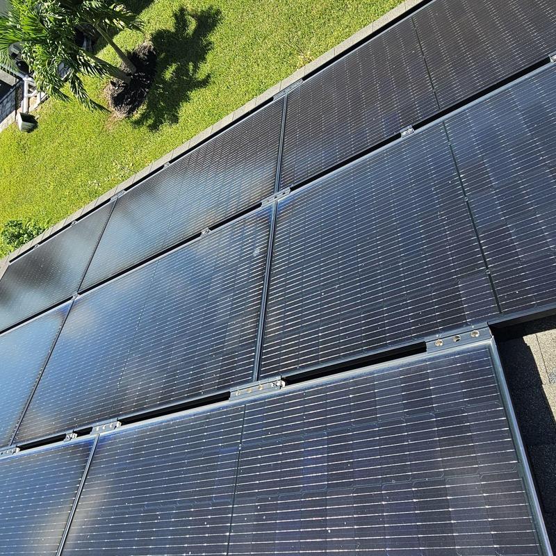 Solar panel roof penetrations with water intrusion signs