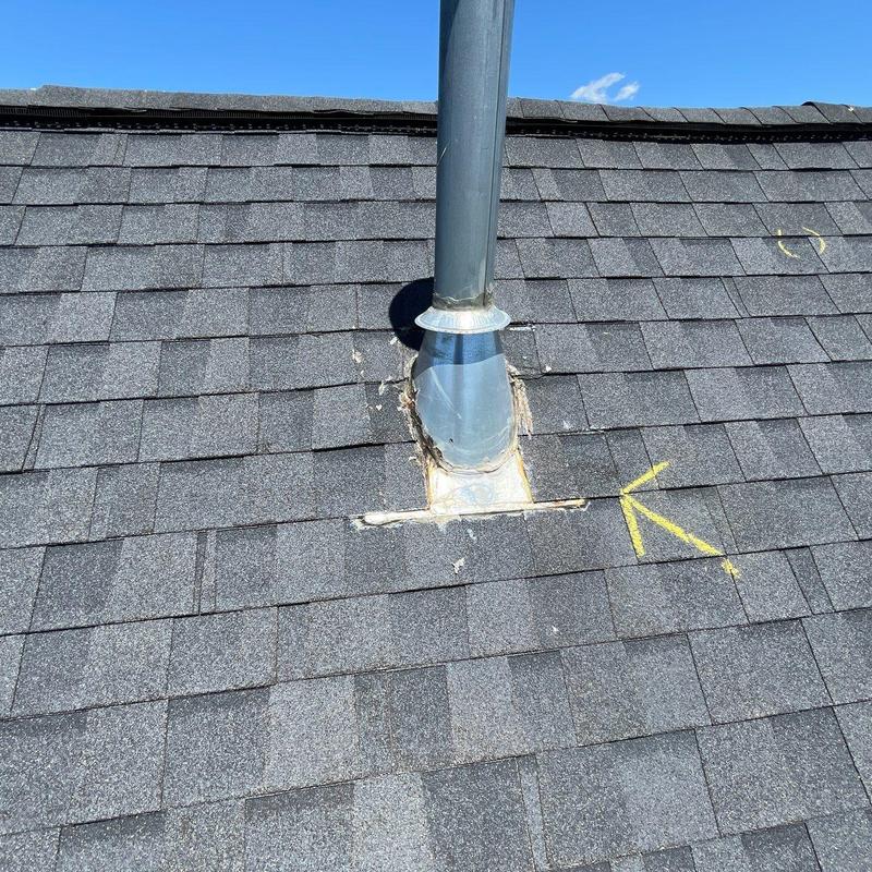 Roof pipe flashing with sealant and inspection markings