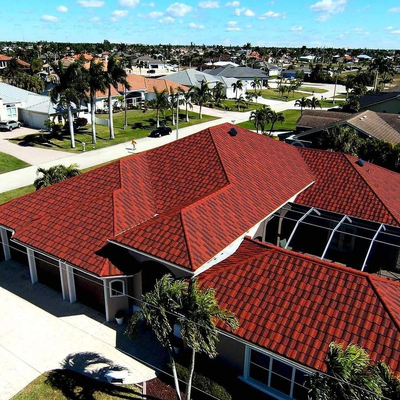 Stonecoated steel roof on Cape Coral courtyard home