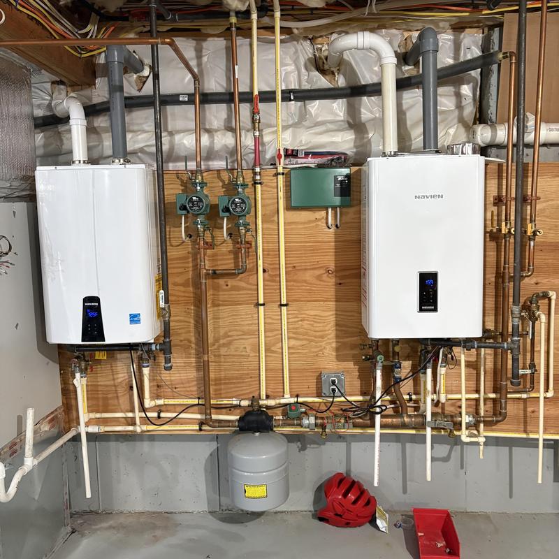 Navien tankless water heaters with piping setup
