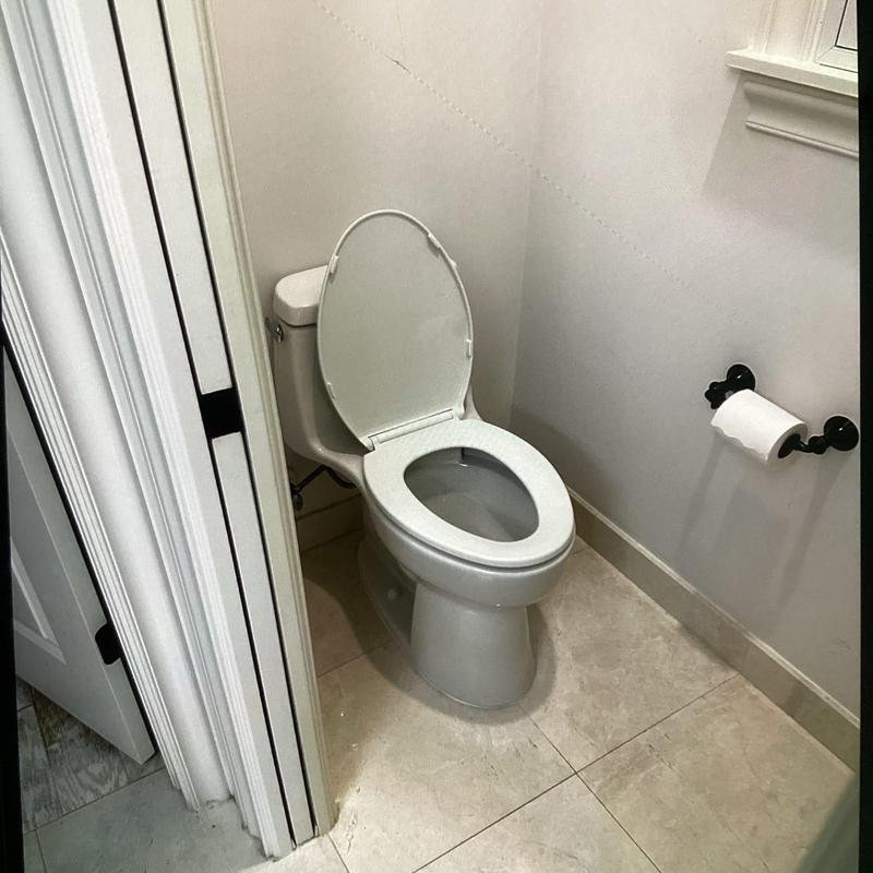 Kohler Santa Rosa one-piece toilet installed in bathroom Kohler Santa Rosa one-piece toilet installed in bathroom