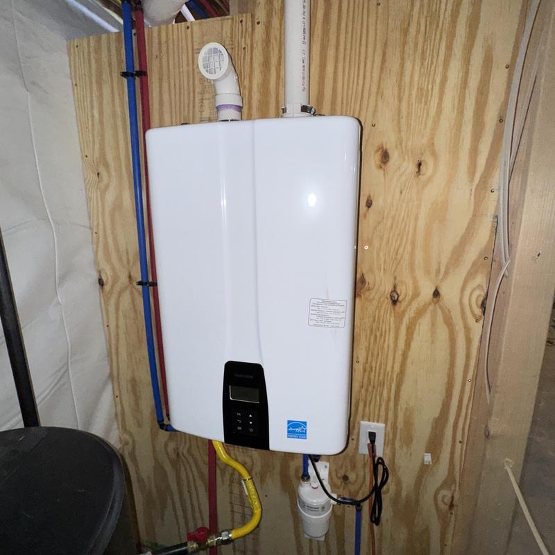 Navien tankless water heater with neutralizer installed