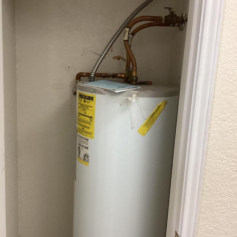 40-gallon electric water heater with pipe connections