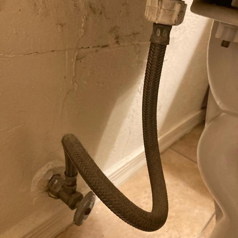 Toilet supply line with angle stop valve installation Toilet supply line with angle stop valve installation