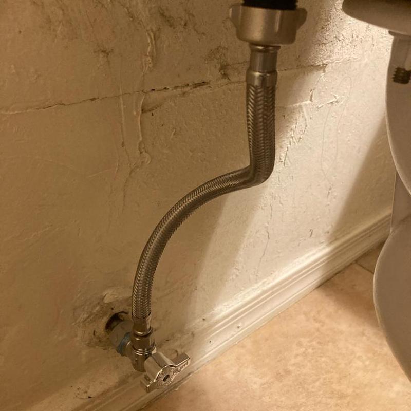 Toilet angle stop valve and braided flex line installation Toilet angle stop valve and braided flex line installation