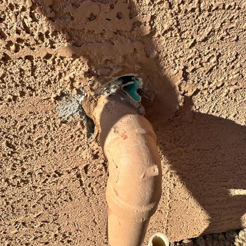 PVC drain pipe removal from exterior stucco wall PVC drain pipe removal from exterior stucco wall