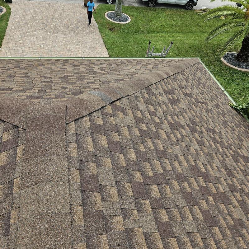 GAF shingle roof with ridge cap and valley detail