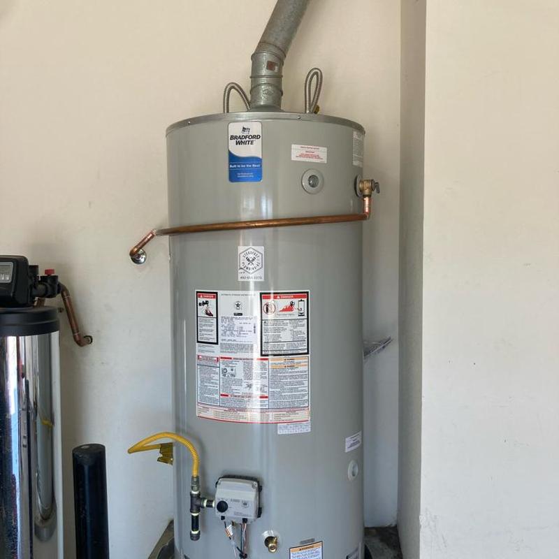 Bradford White 75-gallon gas water heater installed