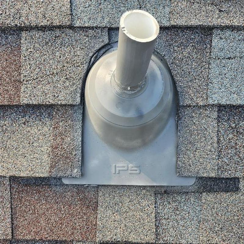 Concave plumbing boot replacement on roof shingles