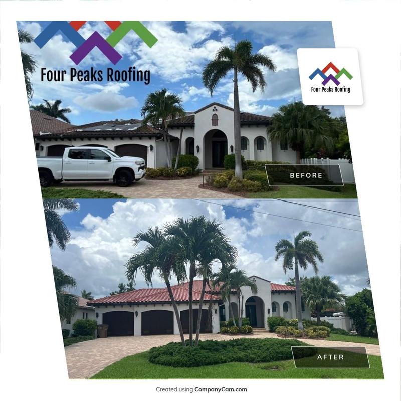 Concrete tile roof with Polyset AH160 foam adhesive installation