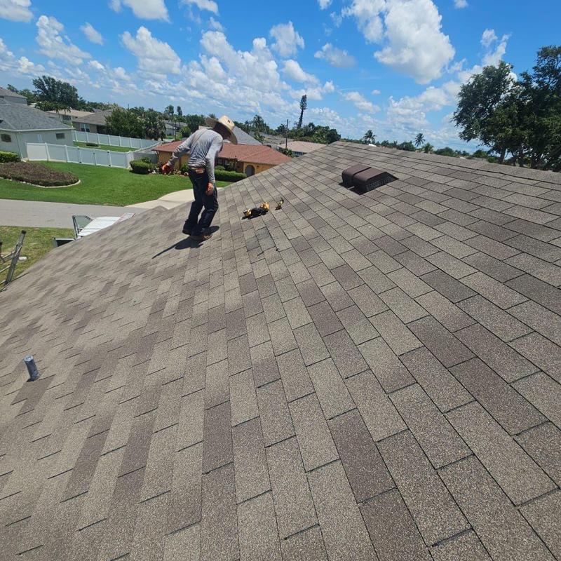 Shingle roof with repaired damaged shingles Cape Coral FL