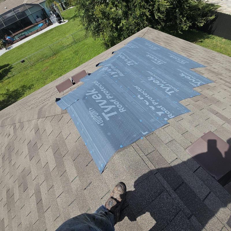 Shingle roof underlayment installation on repair site