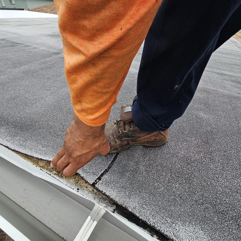 Shingle roof edge with damaged underlayment in Cape Coral