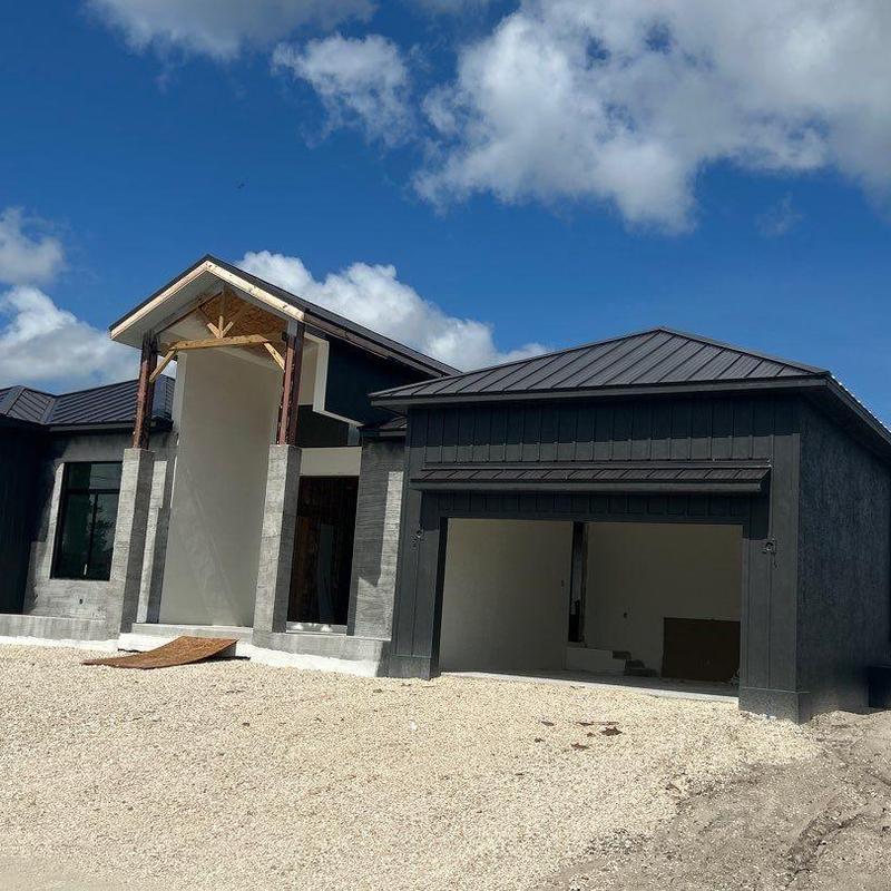 Standing seam metal roof on new construction home