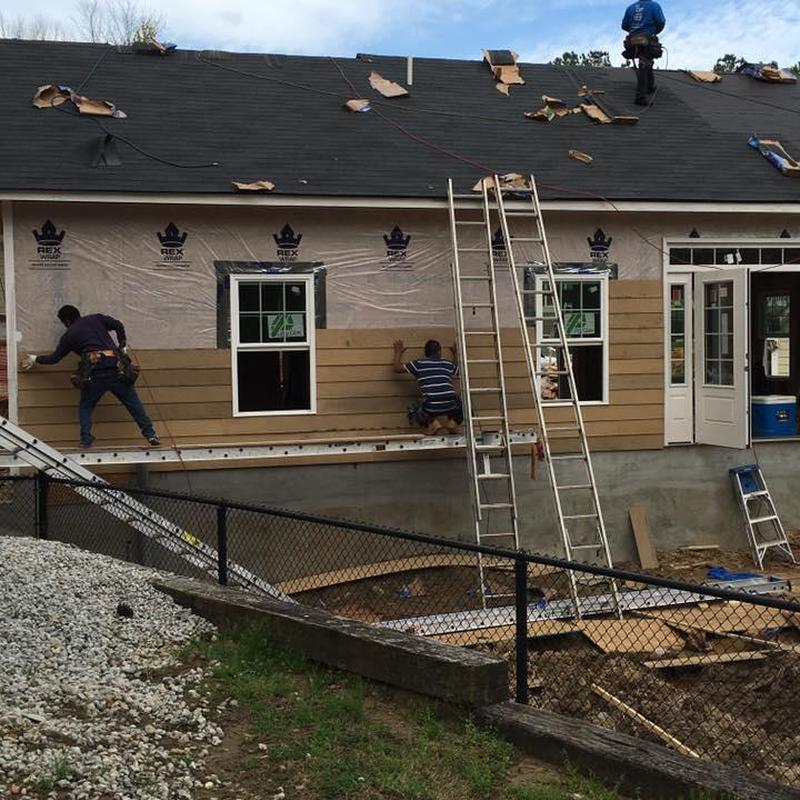 Roof sheathing installation on residential building