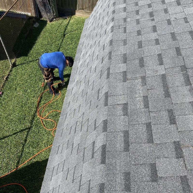 Architectural shingle roof installation on shed in Pearland