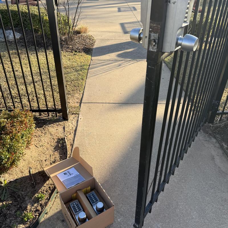 Simplex keypad lock and gate at splash pad park
