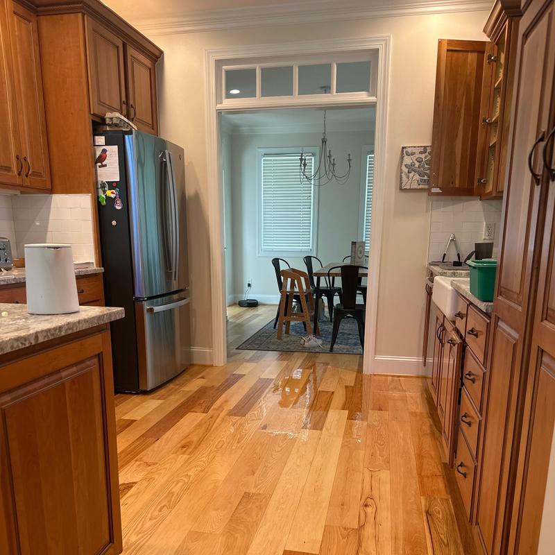 Hardwood flooring replacement and finishing in kitchen Hardwood flooring replacement and finishing in kitchen