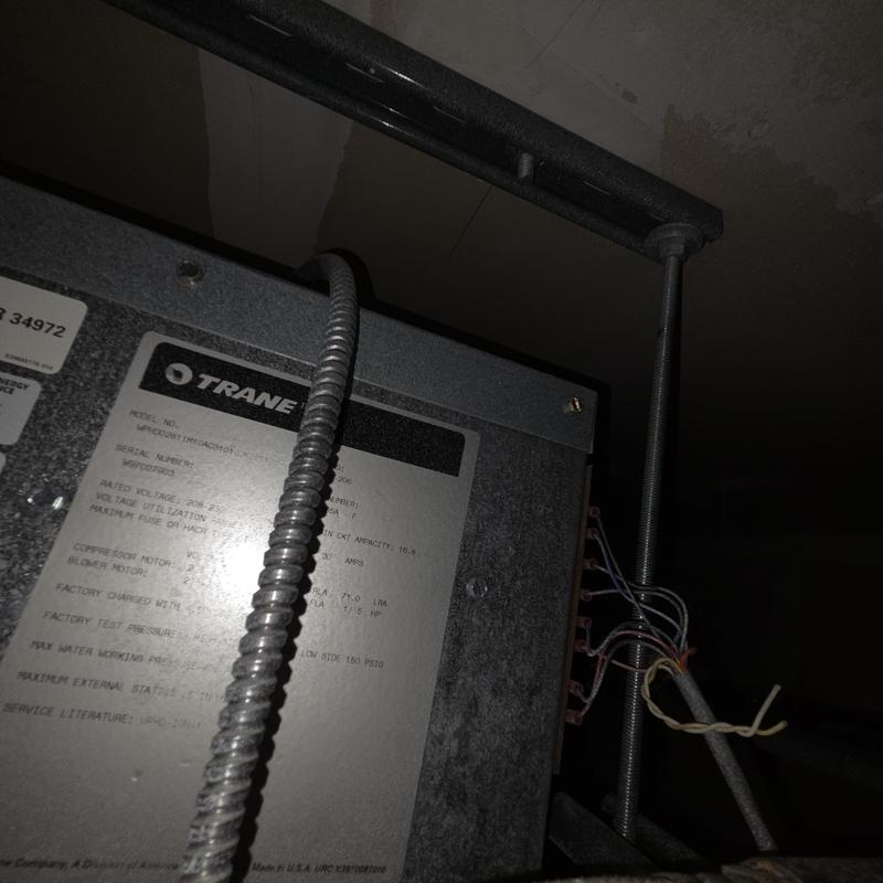 Trane unit wiring and conduit in HVAC system