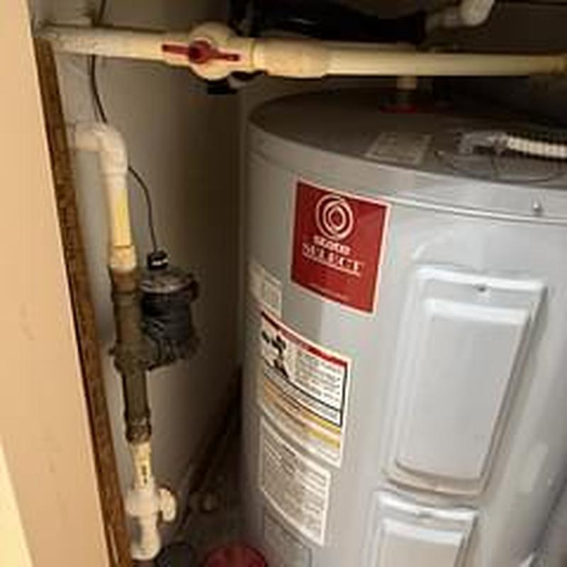 Rheem 38-gallon water heater with brass valves installed