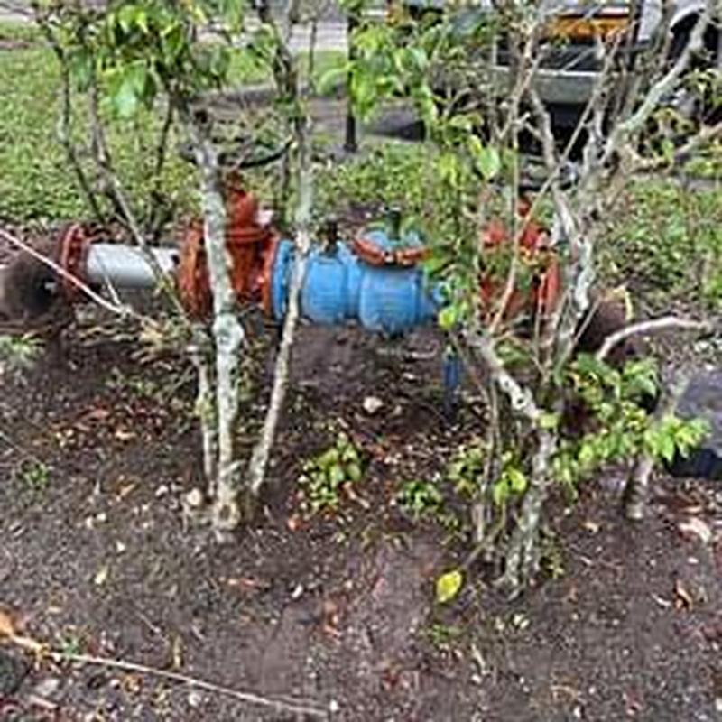 4 inch backflow device outdoors with valve and piping 4 inch backflow device outdoors with valve and piping