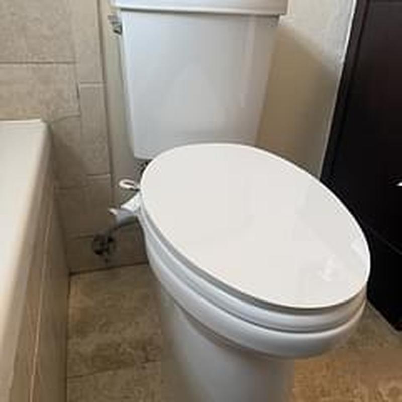 Kohler two-piece toilet with bidet seat installed
