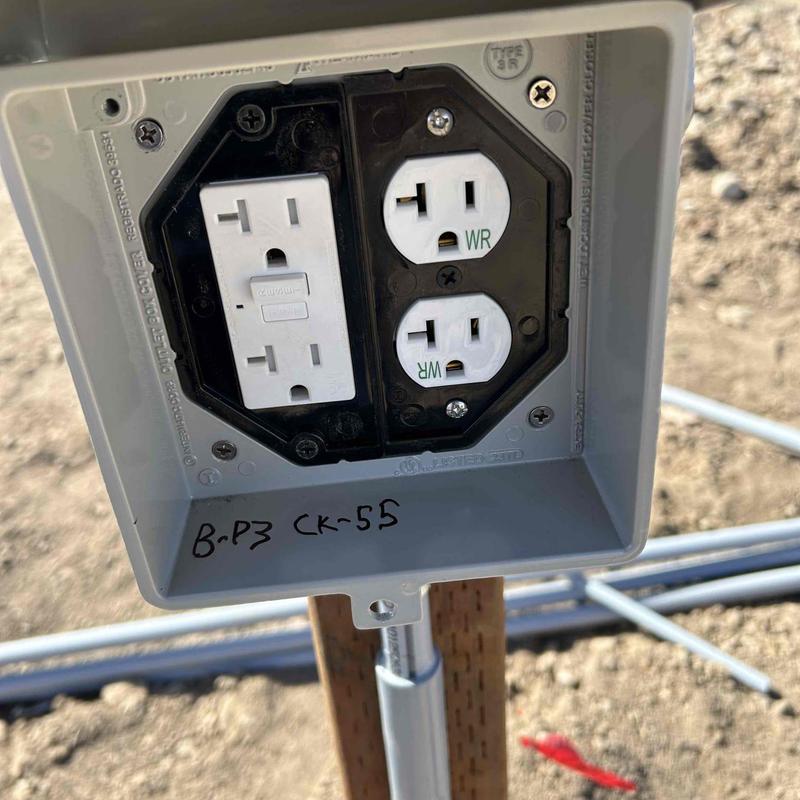 Weather-resistant GFCI electrical receptacles in outdoor box