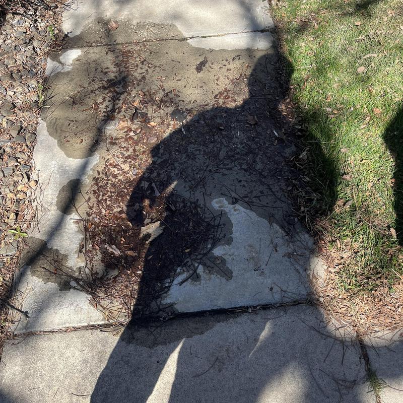 Blue poly water service line leak under sidewalk