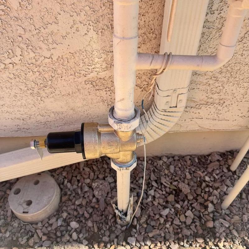 Pressure reducing valve on main copper riser installation