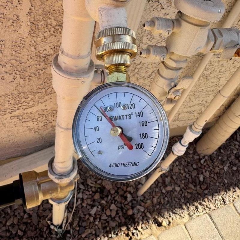 Pressure gauge on main copper water riser in Queen Creek