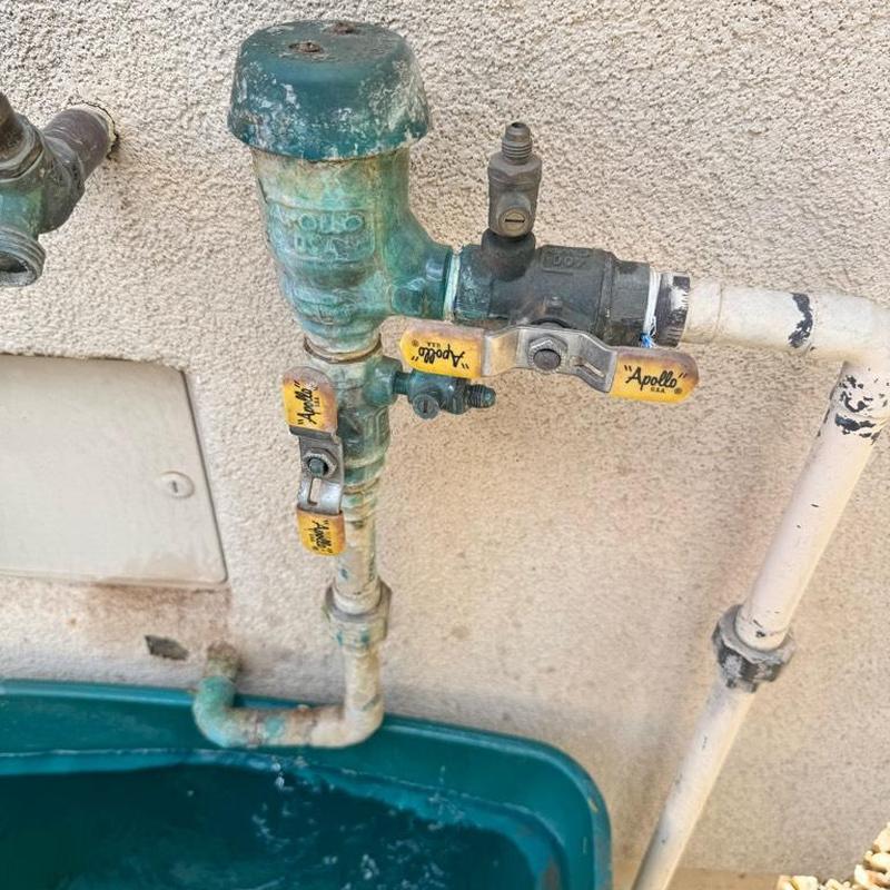 Pressure vacuum breaker with corroded pipes outdoors Pressure vacuum breaker with corroded pipes outdoors