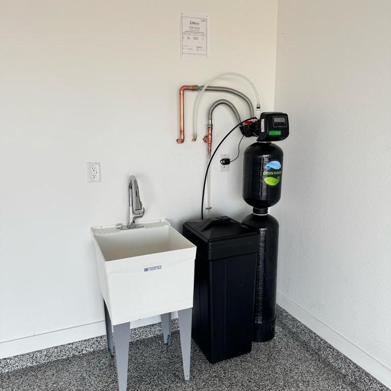 Green Fusion 1000 water softener and garage basin sink