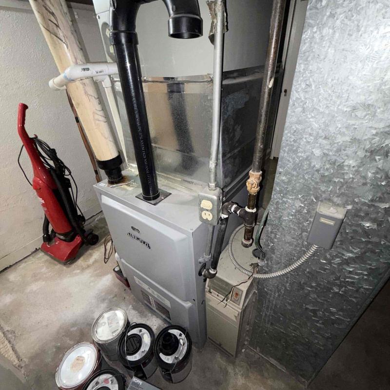Condensation pump piping with furnace and ductwork