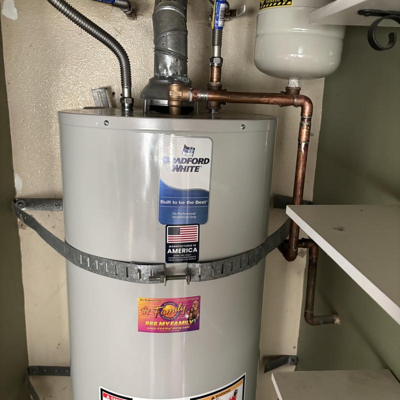 50-gallon Bradford White natural gas water heater installation