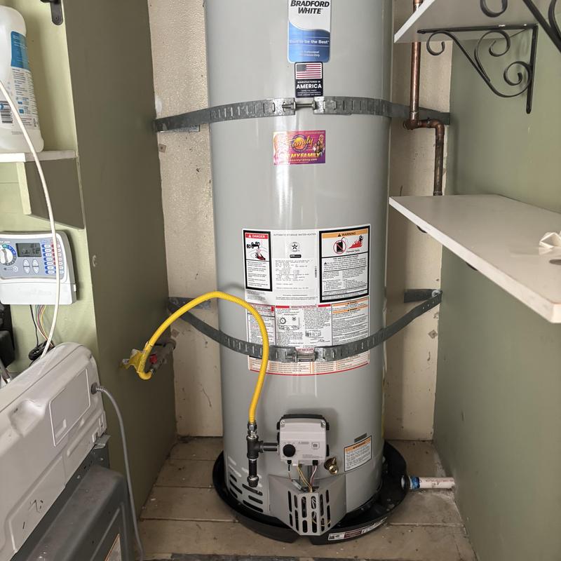 50 Gallon natural gas water heater with drip pan installation