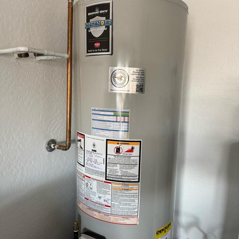Bradford White gas water heater with copper piping