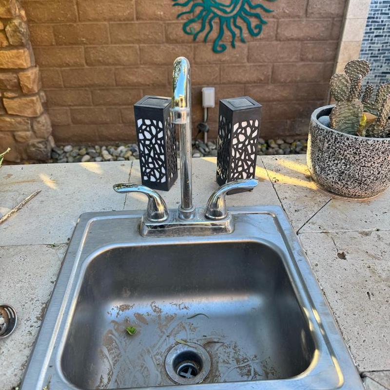 Outdoor sink faucet and stainless steel basin replacement