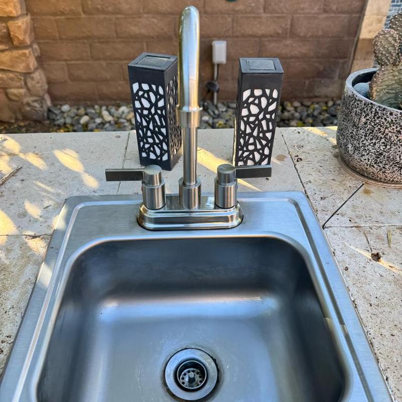 Outdoor sink faucet and stainless steel basin replacement