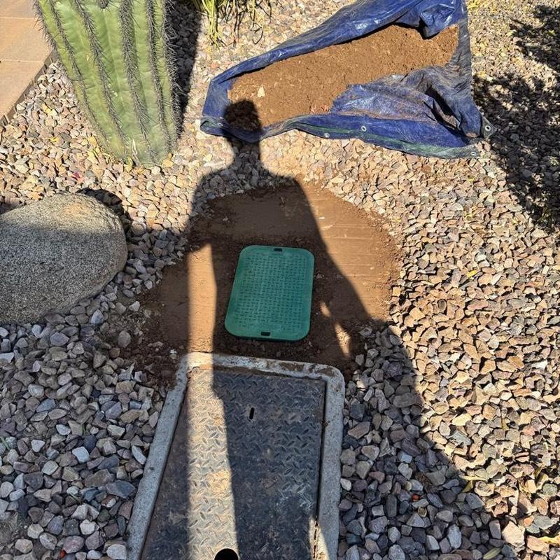 Pressure regulating valve irrigation box installation in gravel