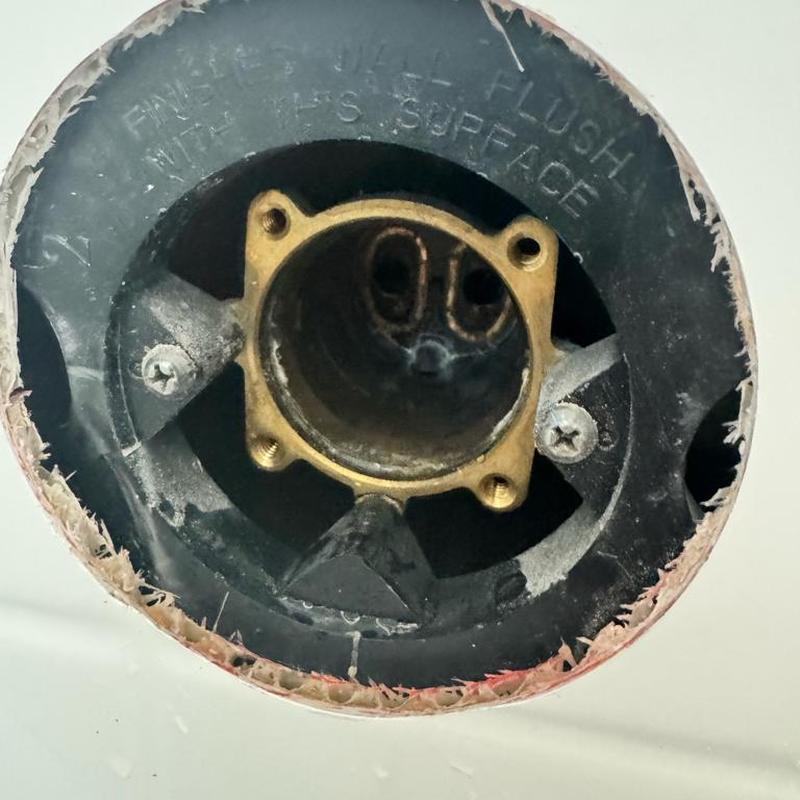 Price Pfister shower cartridge housing in wall cavity Price Pfister shower cartridge housing in wall cavity