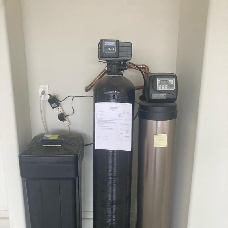 Water softener system with filtration unit removed