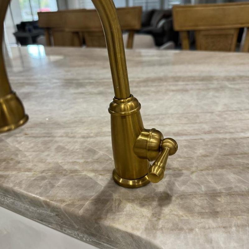 Reverse osmosis faucet tightening on marble countertop