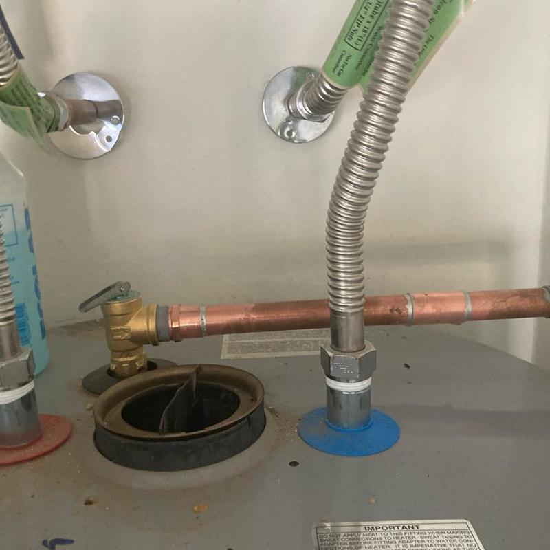 Temperature and pressure relief valve with copper piping