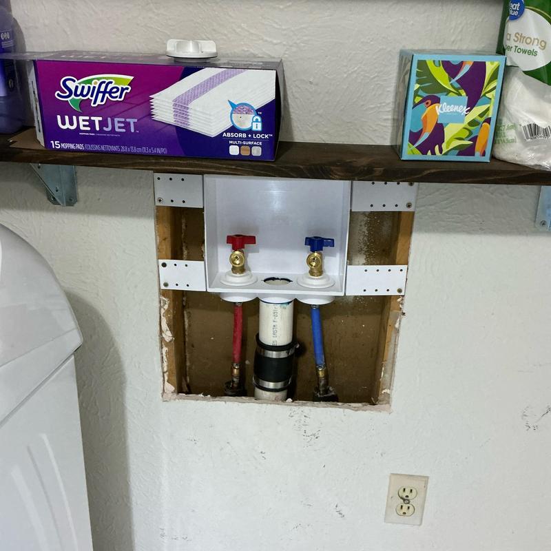 Washer box with new quarter turn shutoffs installed