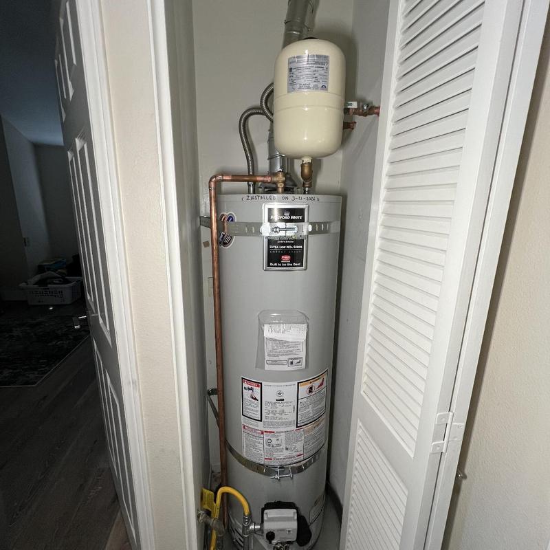 40-gallon Bradford White water heater installation