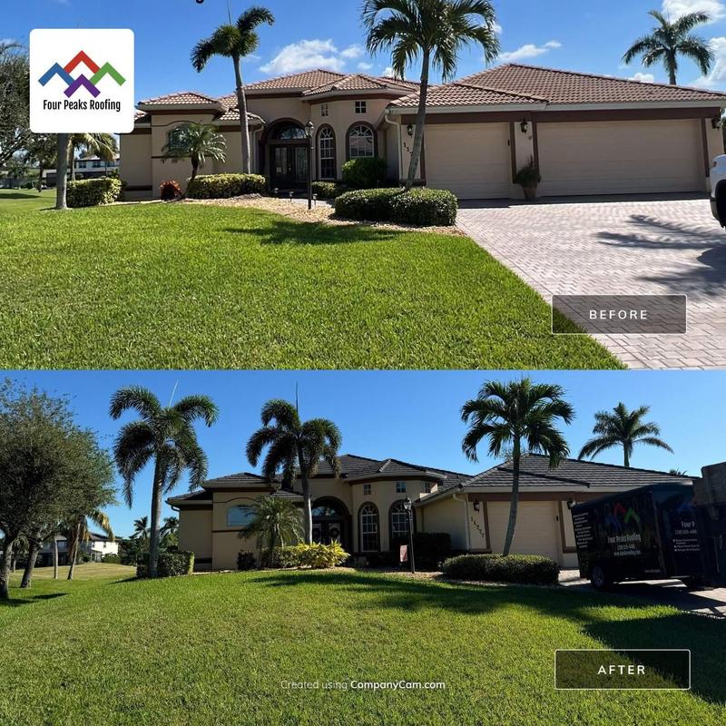 Stonecoated steel roof installation before and after