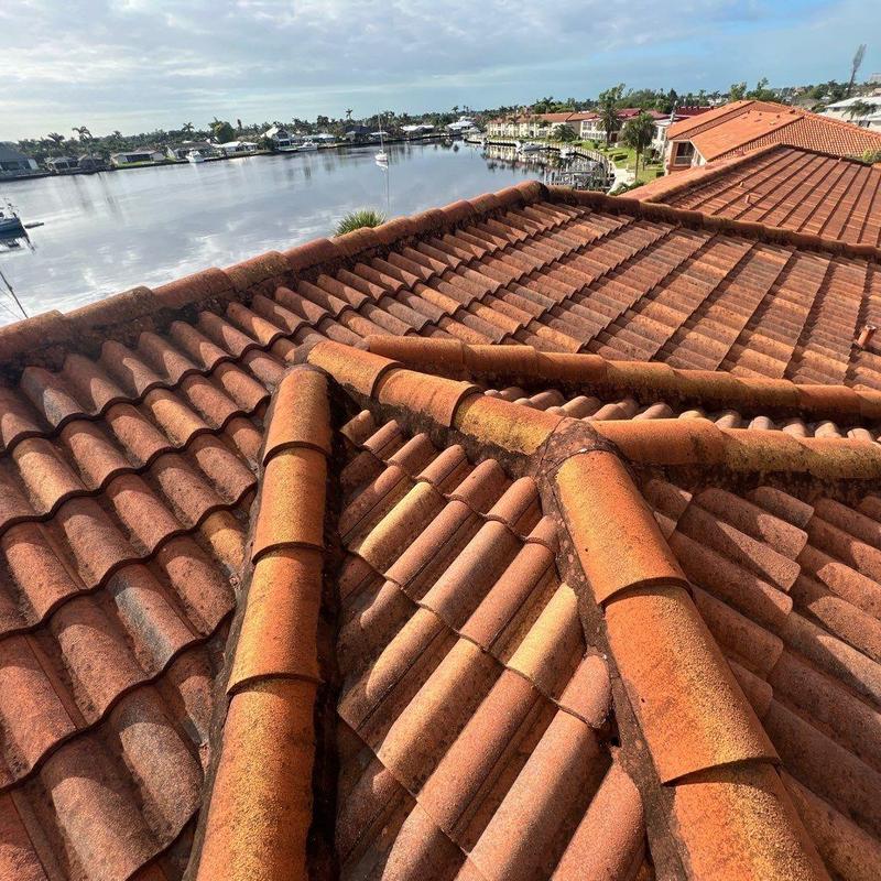 Concrete tile roof ridge and valley inspection in Cape Coral