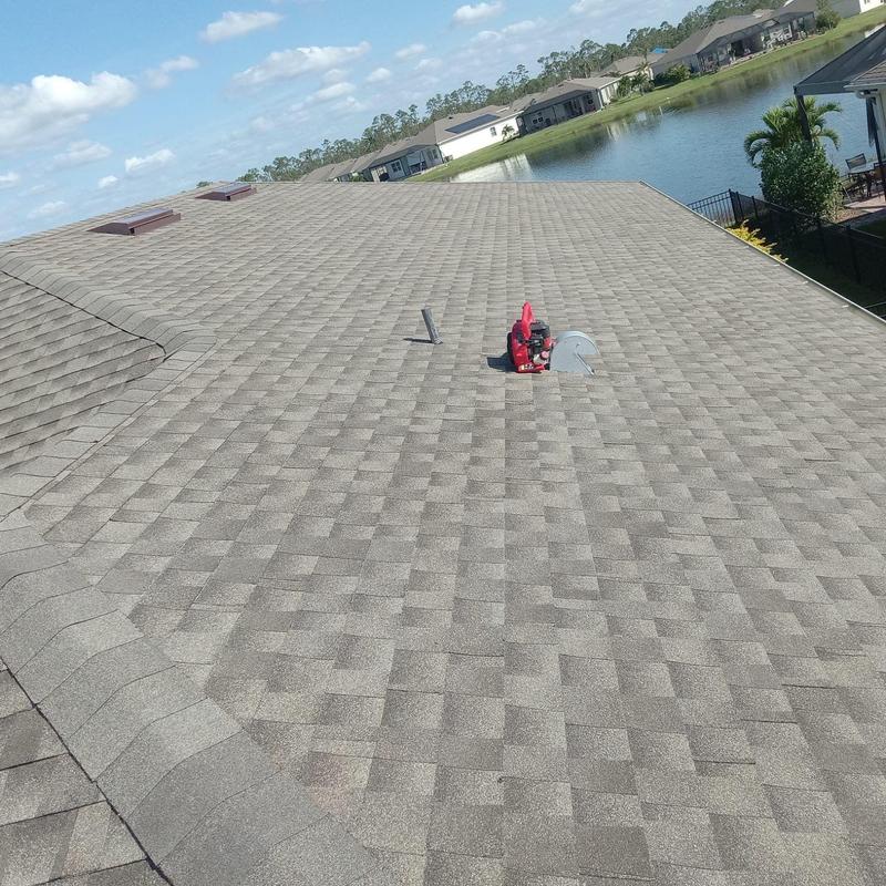 GAF Timberline shingle roof with vents near water