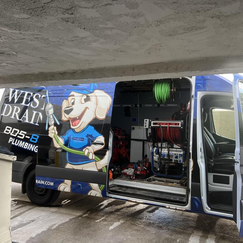 Washing machine stand pipe drain snaking truck interior