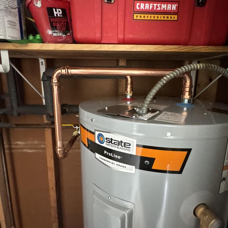 State ProLine electric water heater and copper piping